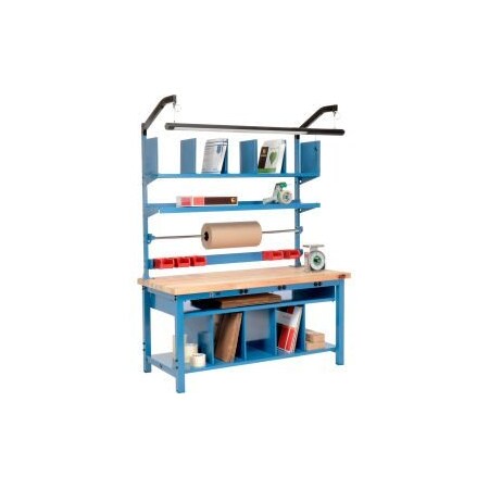 Global Equipment Complete Packing Workbench W/Power, Butcher Block Safety Edge, 60"W x 30"D 244185B